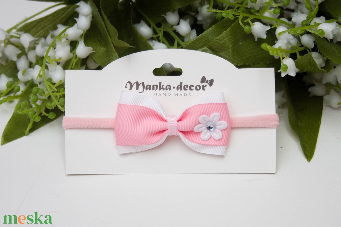 Rugalmas, gumis hajpánt - Fehér/rózsaszín - ruha & divat - hajdísz & hajcsat - hajráf & hajpánt - Meska.hu