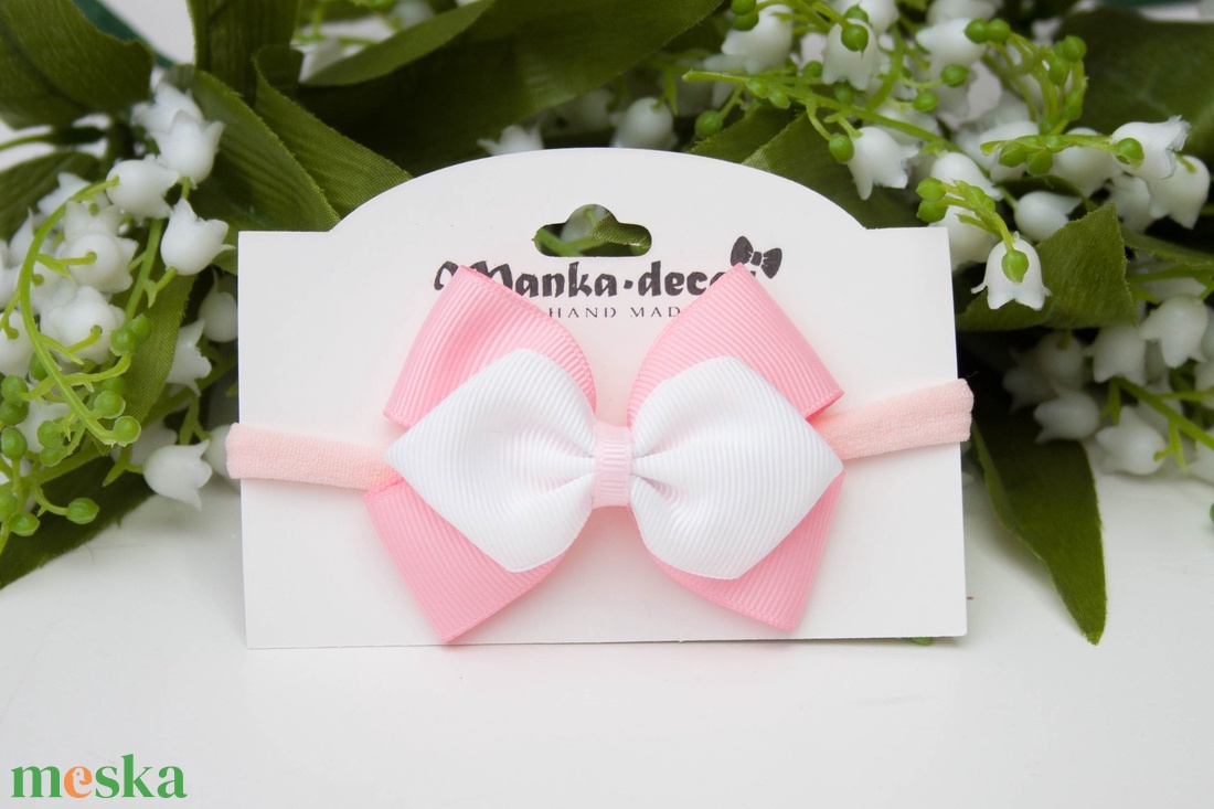 Rugalmas, gumis hajpánt - Fehér/rózsaszín - ruha & divat - hajdísz & hajcsat - hajráf & hajpánt - Meska.hu