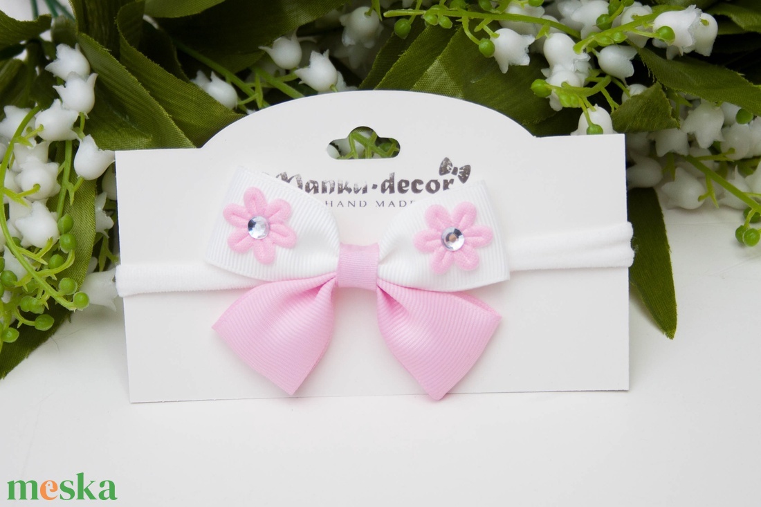 Rugalmas, gumis hajpánt - Fehér/rózsaszín - ruha & divat - hajdísz & hajcsat - hajráf & hajpánt - Meska.hu