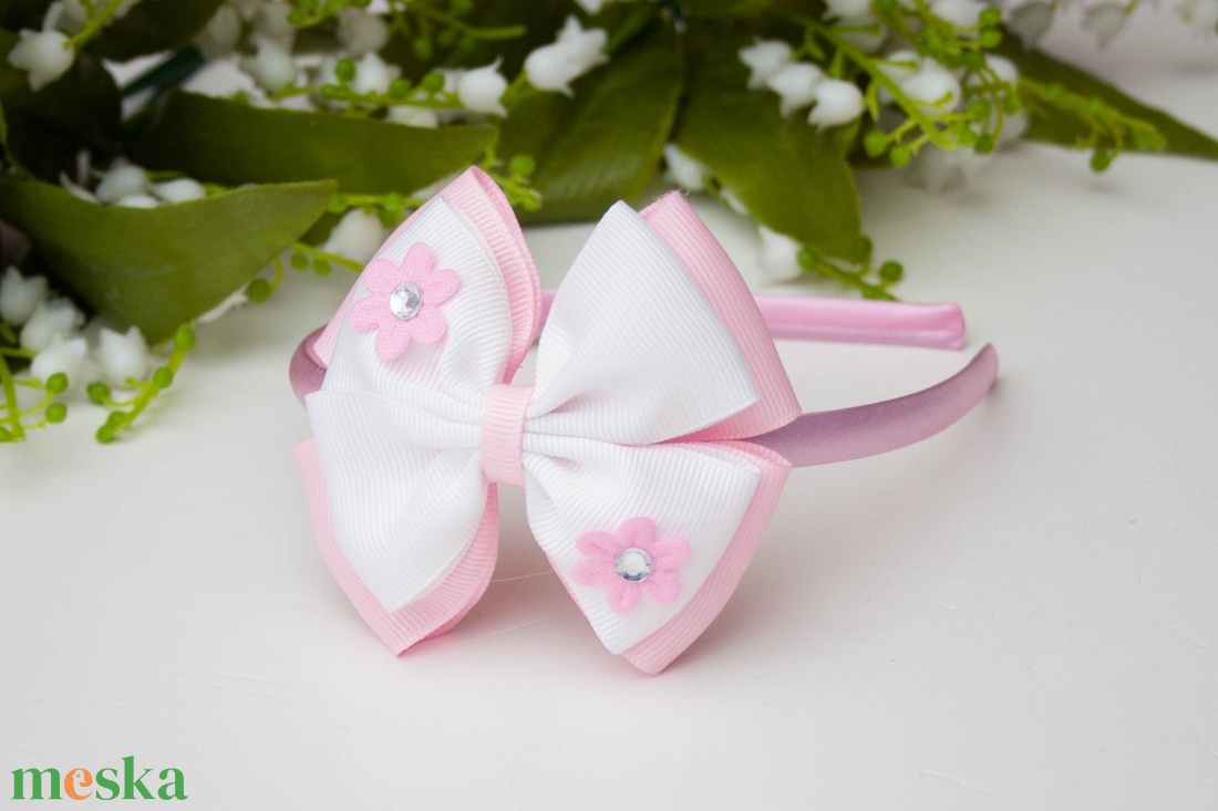 Masnis hajpánt hajráf - Rózsaszín/fehér - ruha & divat - hajdísz & hajcsat - hajráf & hajpánt - Meska.hu