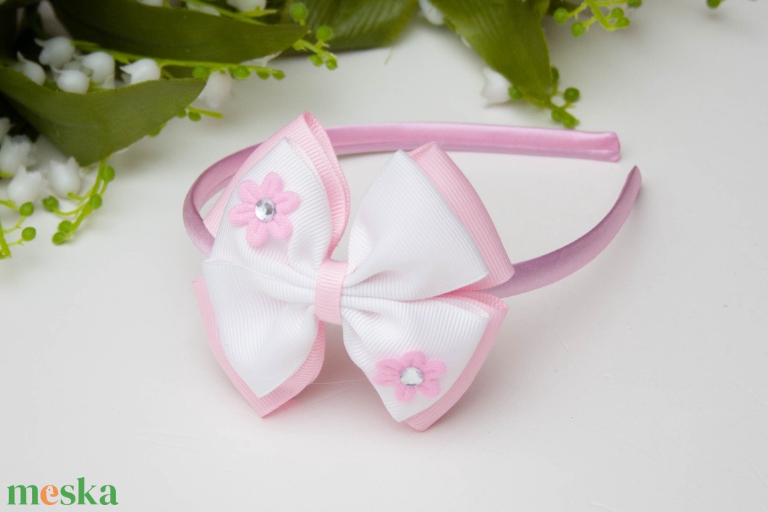 Masnis hajpánt hajráf - Rózsaszín/fehér - ruha & divat - hajdísz & hajcsat - hajráf & hajpánt - Meska.hu