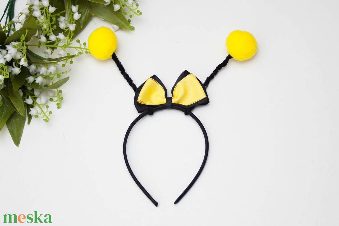 Jelmez kiegészítő - Méhecskés fejpánt, hajpánt hajráf masnival - ruha & divat - hajdísz & hajcsat - hajráf & hajpánt - Meska.hu