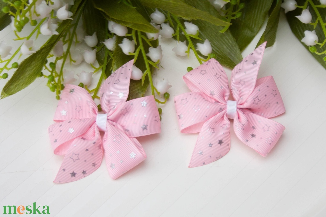 Masnis hajcsat - Világos rózsaszín csillagos - ruha & divat - hajdísz & hajcsat - hajcsat & hajtű - Meska.hu