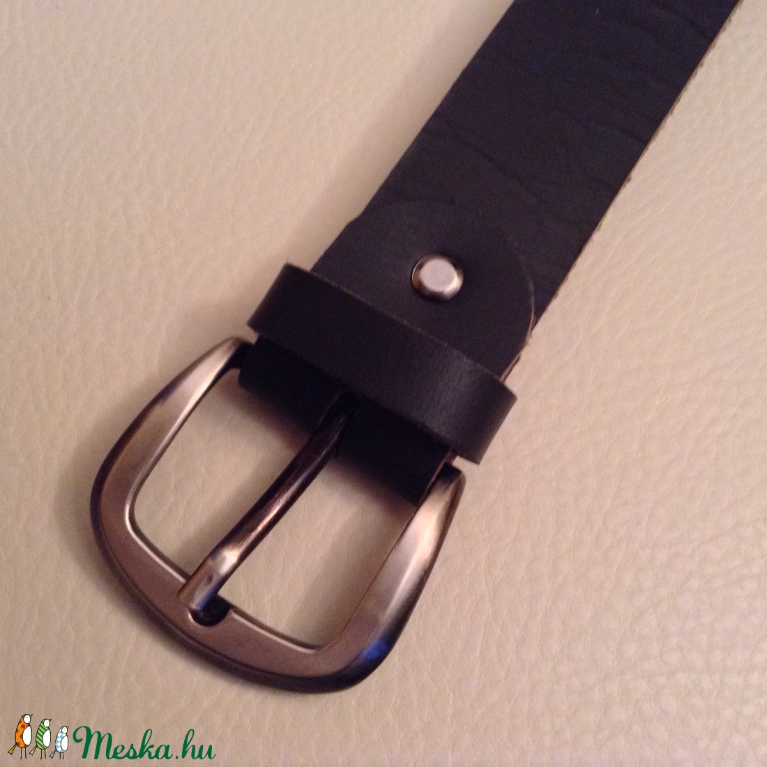 Fekete férfi bőr öv (4 mm vastag bőrből, 4 cm széles) -  - Meska.hu
