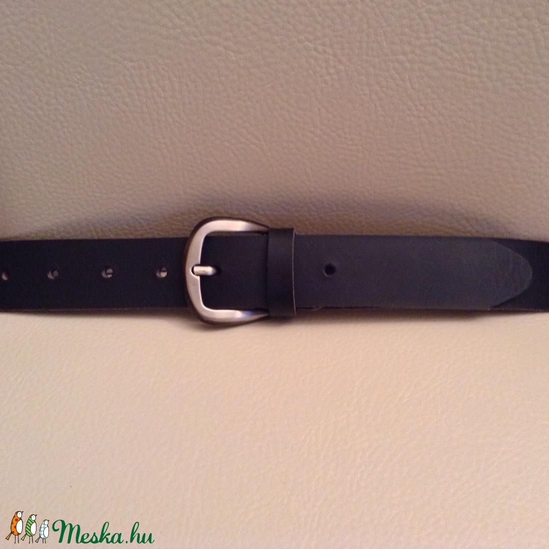 Fekete férfi bőr öv (4 mm vastag bőrből, 4 cm széles) -  - Meska.hu
