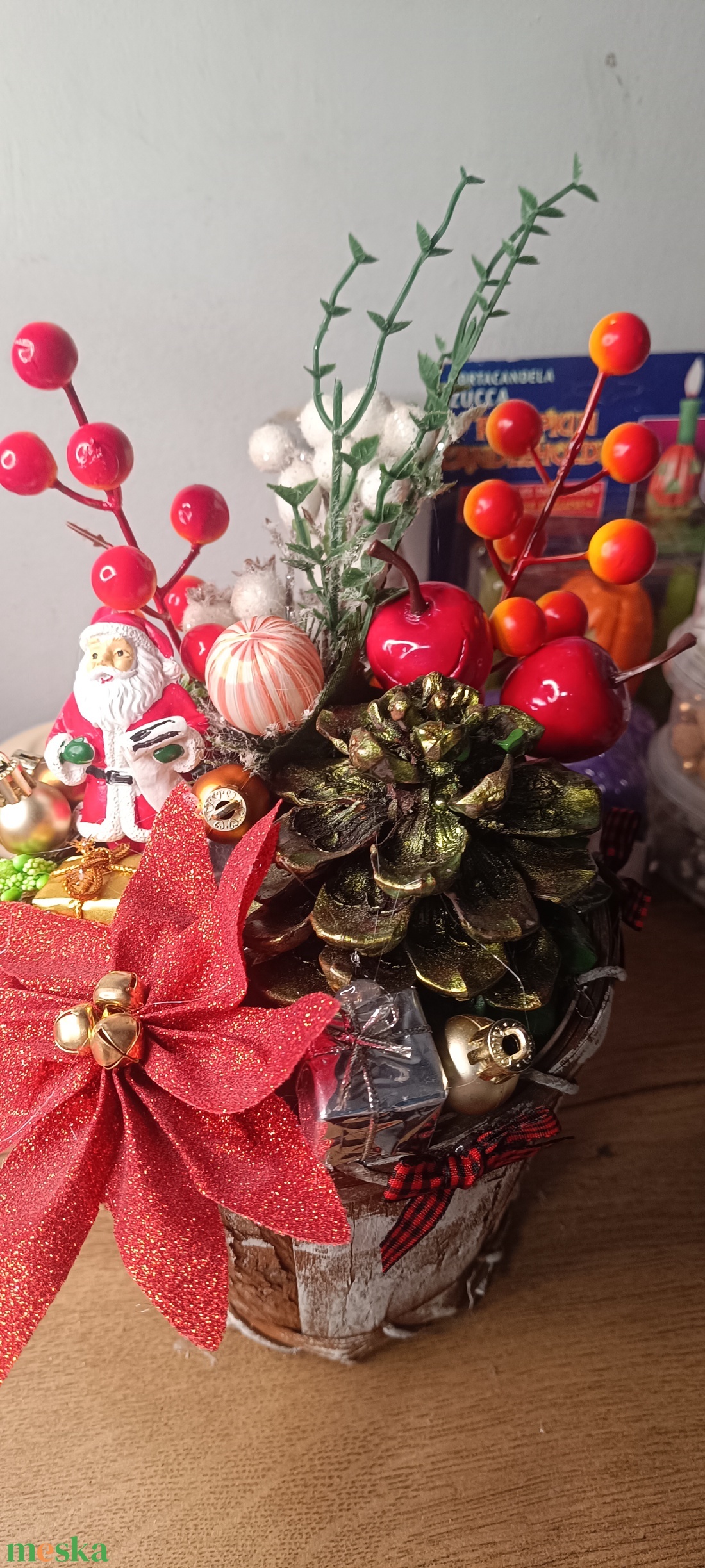 Mikulás kaspóban - karácsony - adventi díszek - adventi asztaldísz - Meska.hu