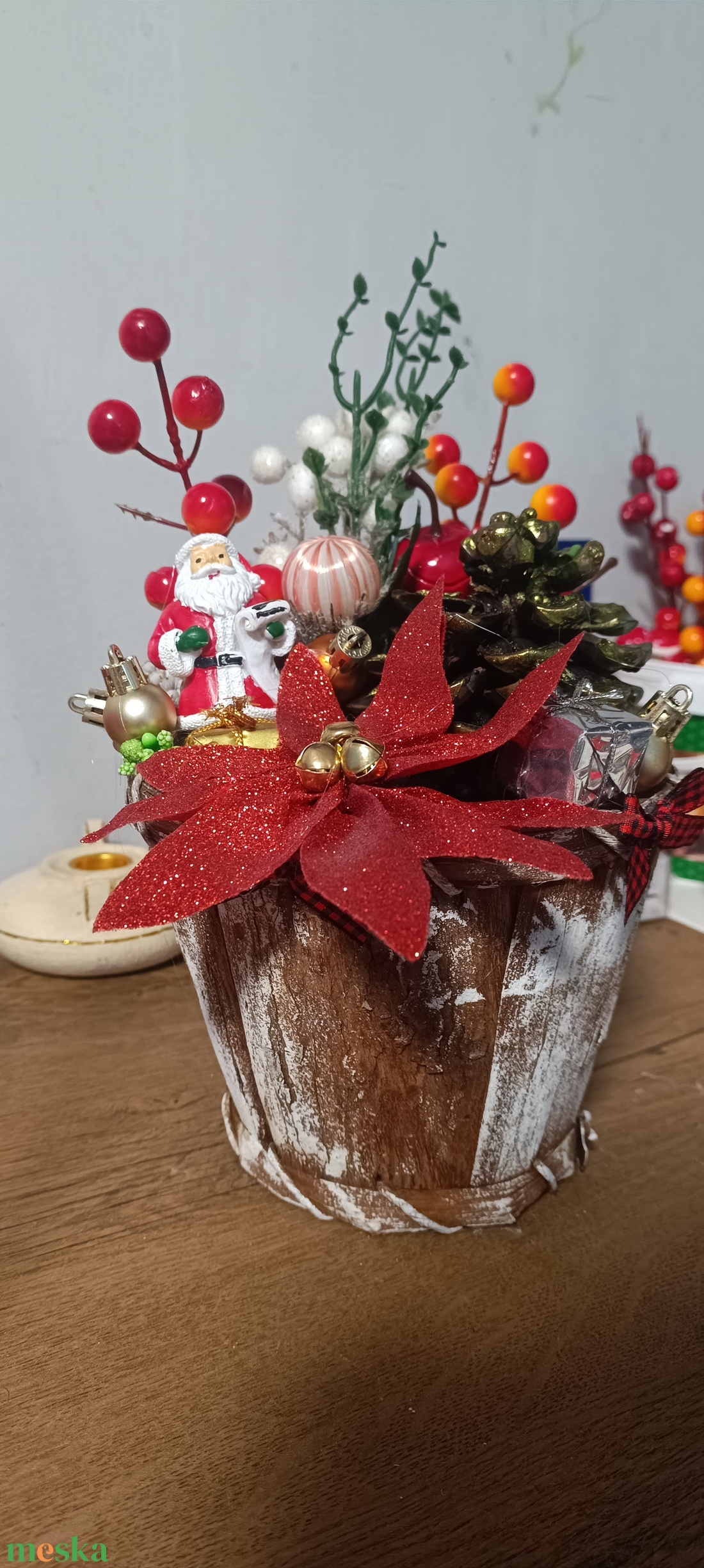 Mikulás kaspóban - karácsony - adventi díszek - adventi asztaldísz - Meska.hu