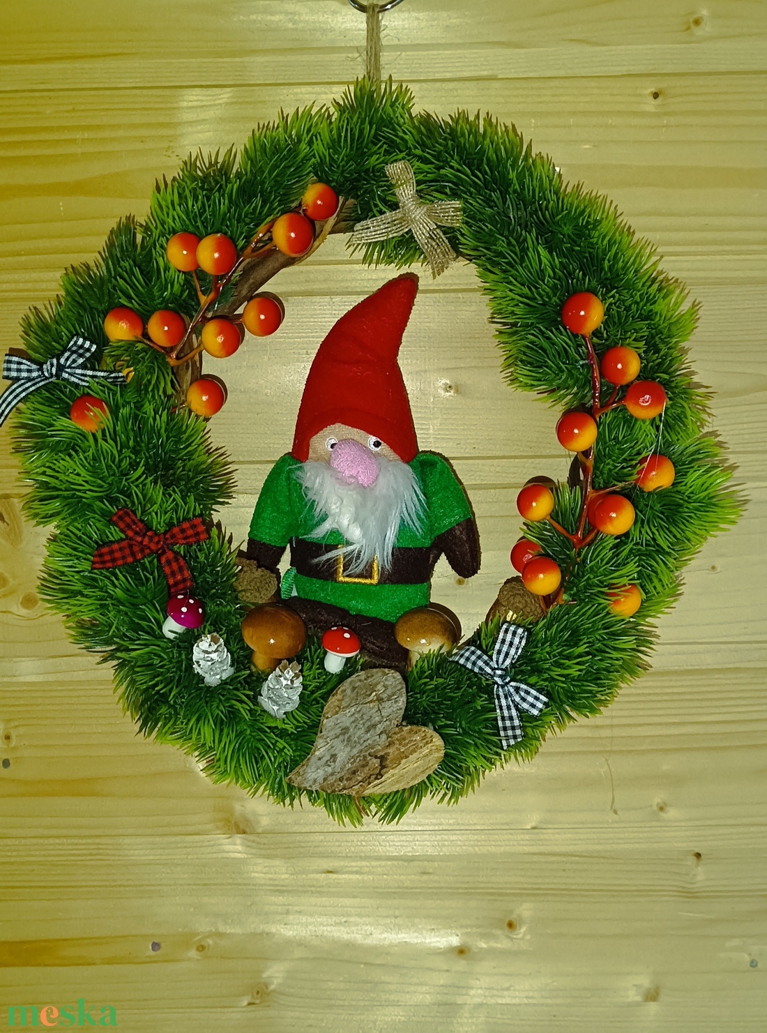 Manó ajtódísz  - karácsony - karácsonyi lakásdekoráció - karácsonyi ajtódíszek - Meska.hu