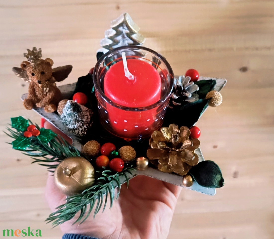 Karácsonyi asztaldísz  - karácsony - adventi díszek - adventi asztaldísz - Meska.hu