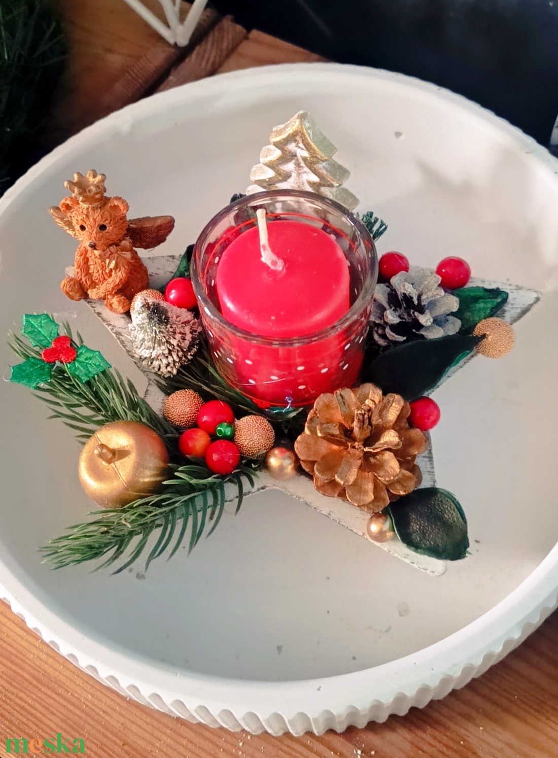 Karácsonyi asztaldísz  - karácsony - adventi díszek - adventi asztaldísz - Meska.hu