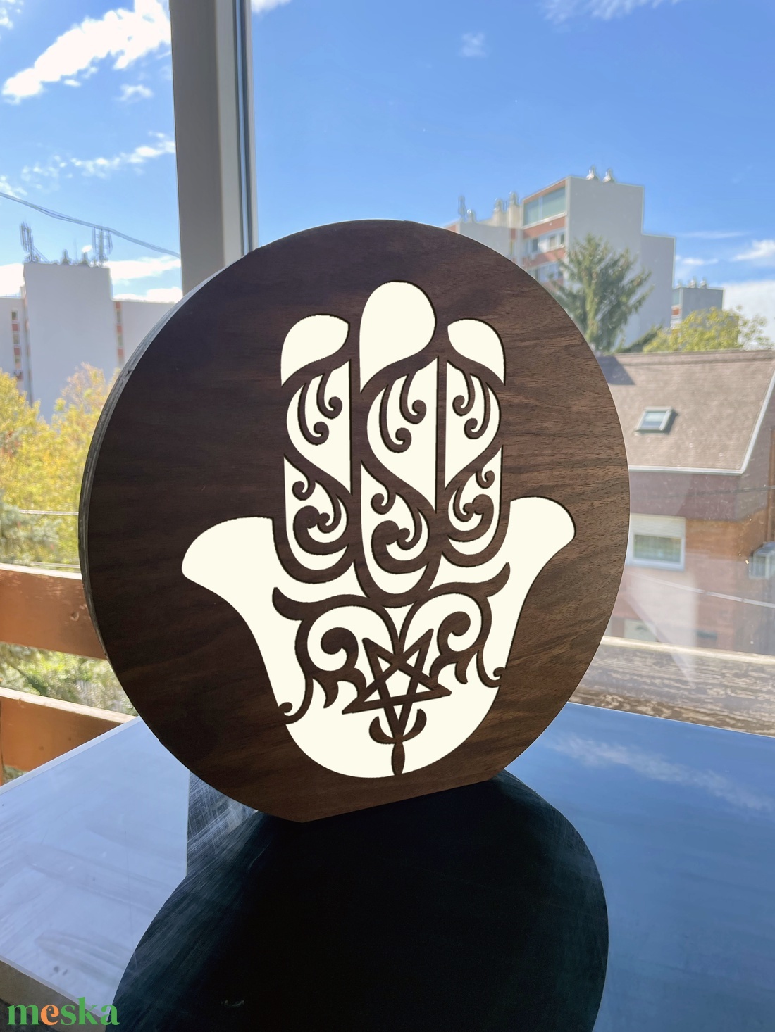 Hamsa Kéz - ledes asztali fa lámpa - otthon & életmód - lámpa - hangulatlámpa - Meska.hu