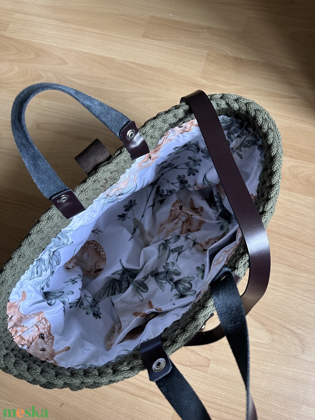 Olíva zöld horgolt táska - táska & tok - kézitáska & válltáska - vállon átvethető táska - Meska.hu