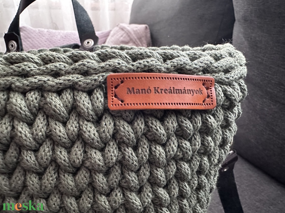 Olívazöld horgolt táska - táska & tok - kézitáska & válltáska - kézitáska - Meska.hu