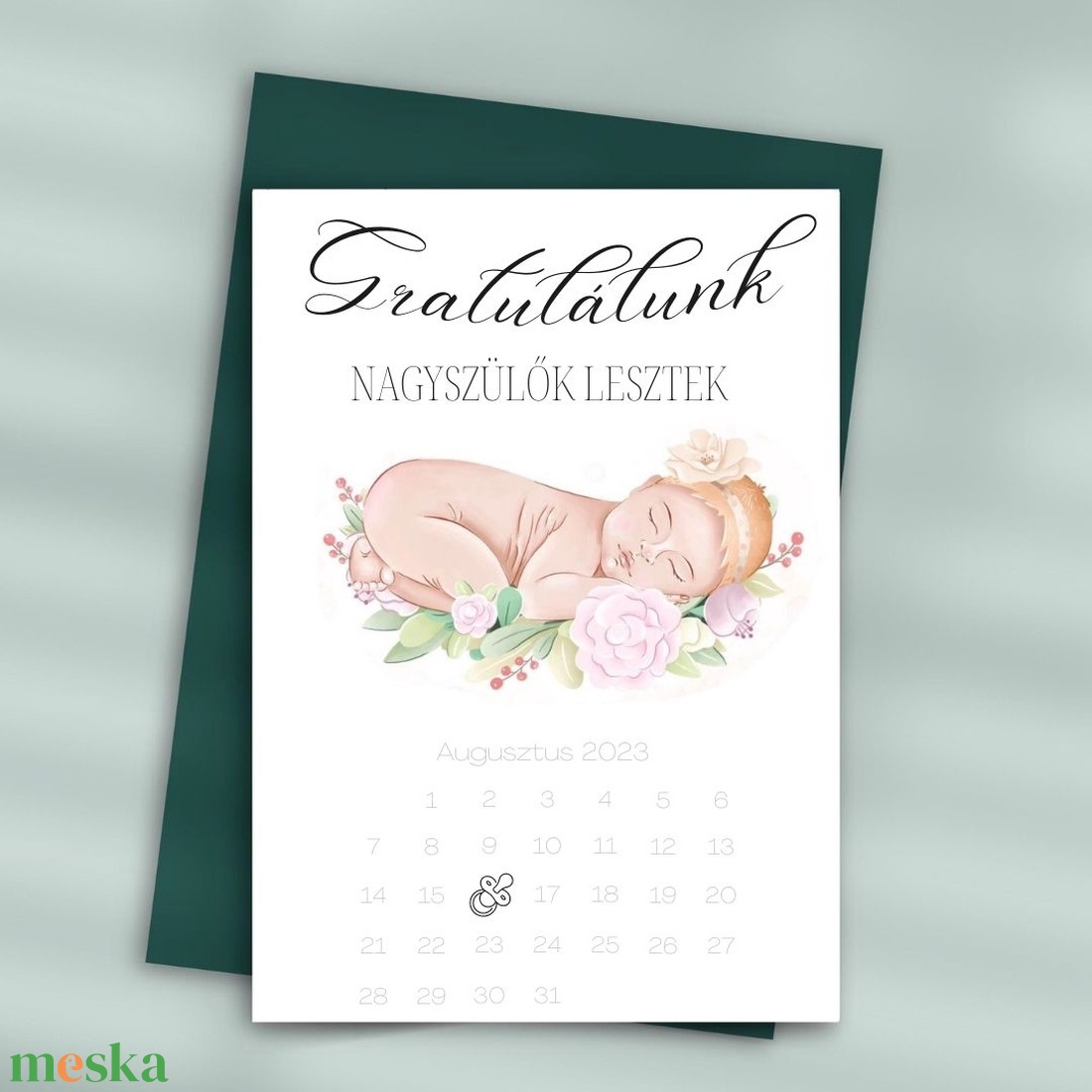 Nagyszülő értesítő kártya - Újszülött baba - Ingyenes szerkesztéssel� - játék & sport - babalátogató ajándékcsomag - Meska.hu