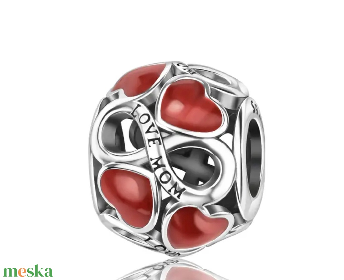 Love Mom ezüst charm - ékszer - karkötő - charm karkötő - Meska.hu