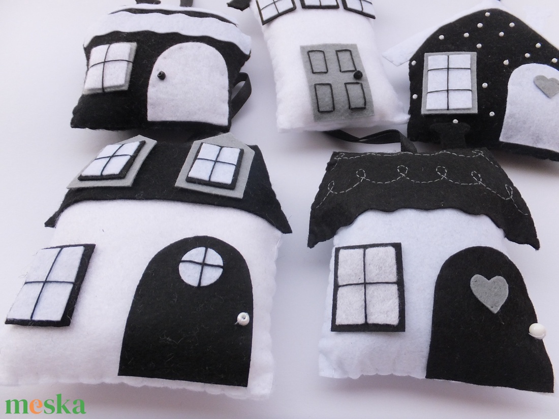 5 darabos téli filcházikó - karácsony - adventi díszek - adventi ajtódísz - Meska.hu