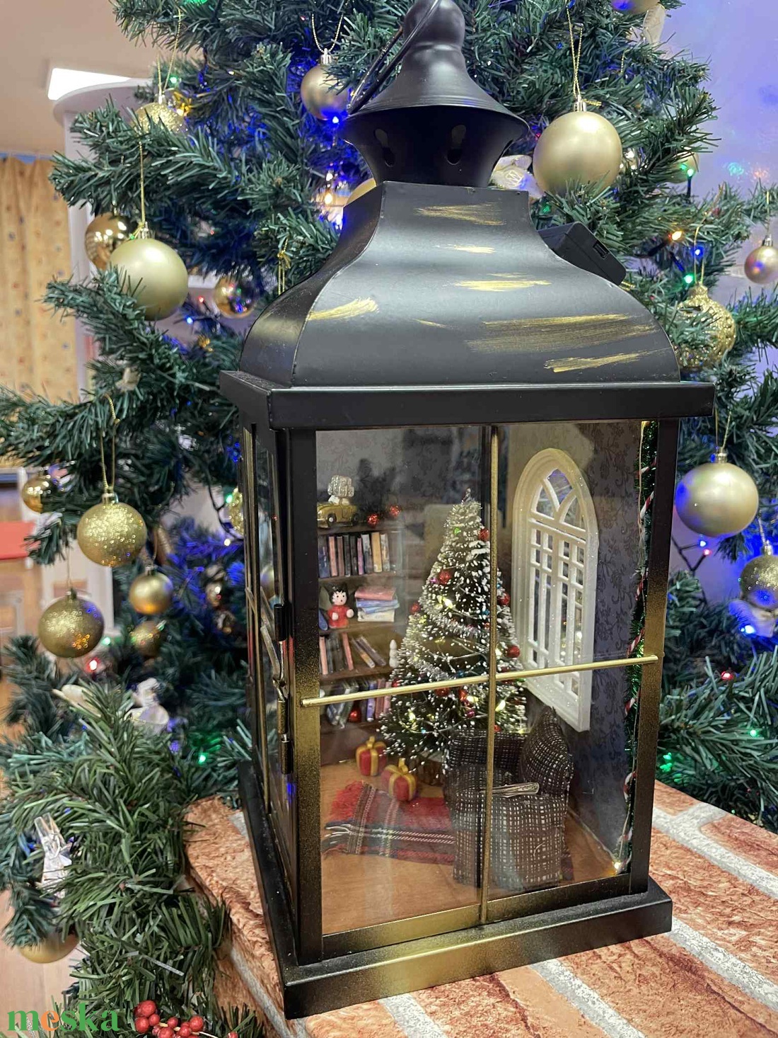 Karácsonyi lámpás dekoráció - karácsony - karácsonyi lakásdekoráció - karácsonyi fénydekoráció - Meska.hu