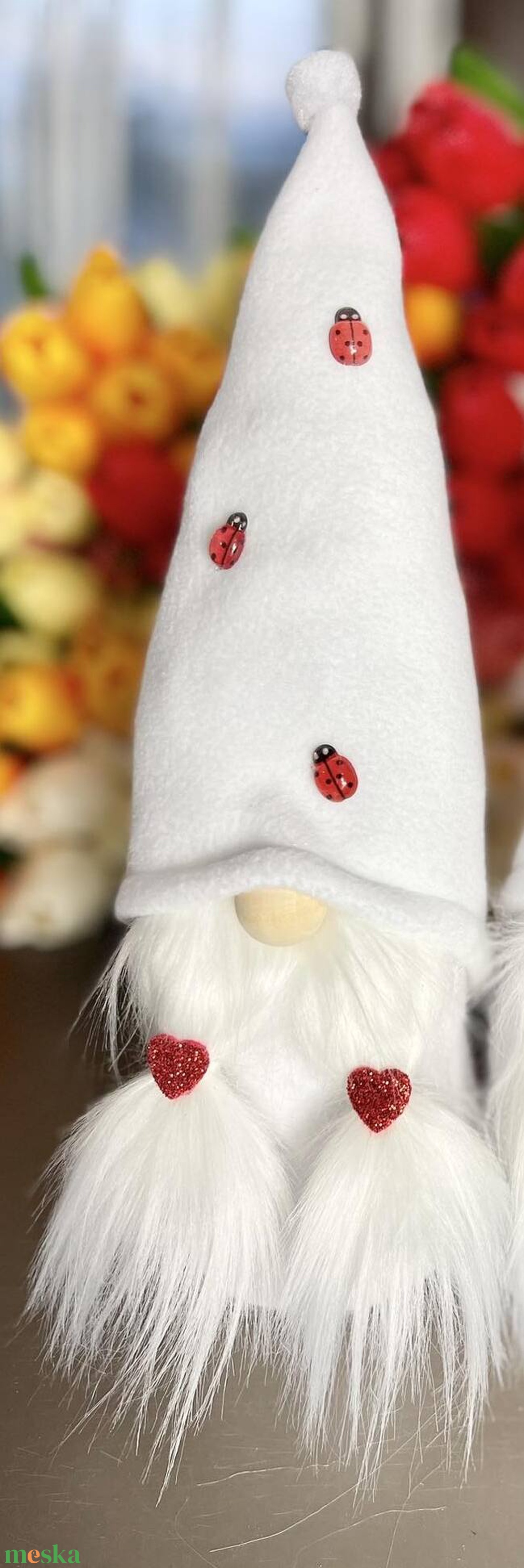 Katicás textil manó fehér sapkában - otthon & életmód - dekoráció - dísztárgy - Meska.hu