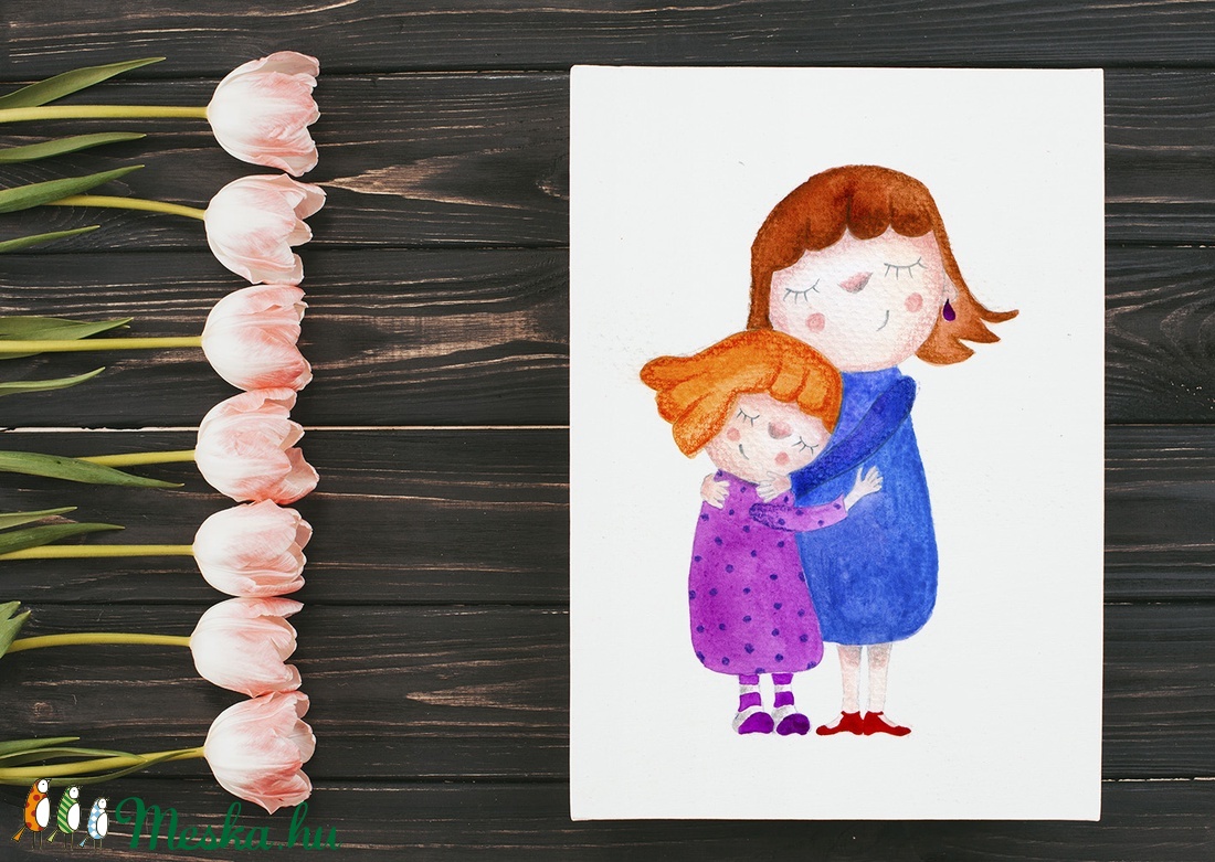 Anya-lánya képeslap - művészet - grafika & illusztráció - Meska.hu
