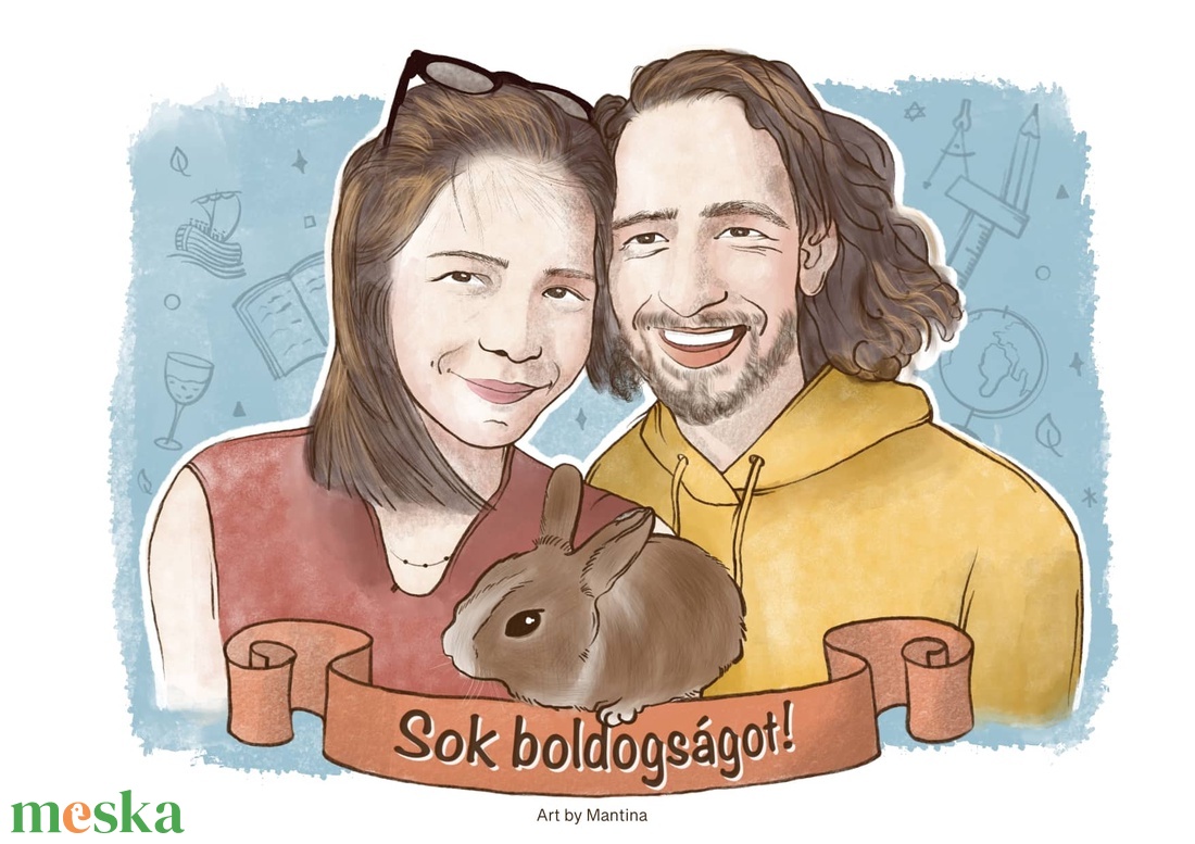 Szerelmes portré készítés AKCIÓ! - művészet - portré & karikatúra - karikatúra - Meska.hu