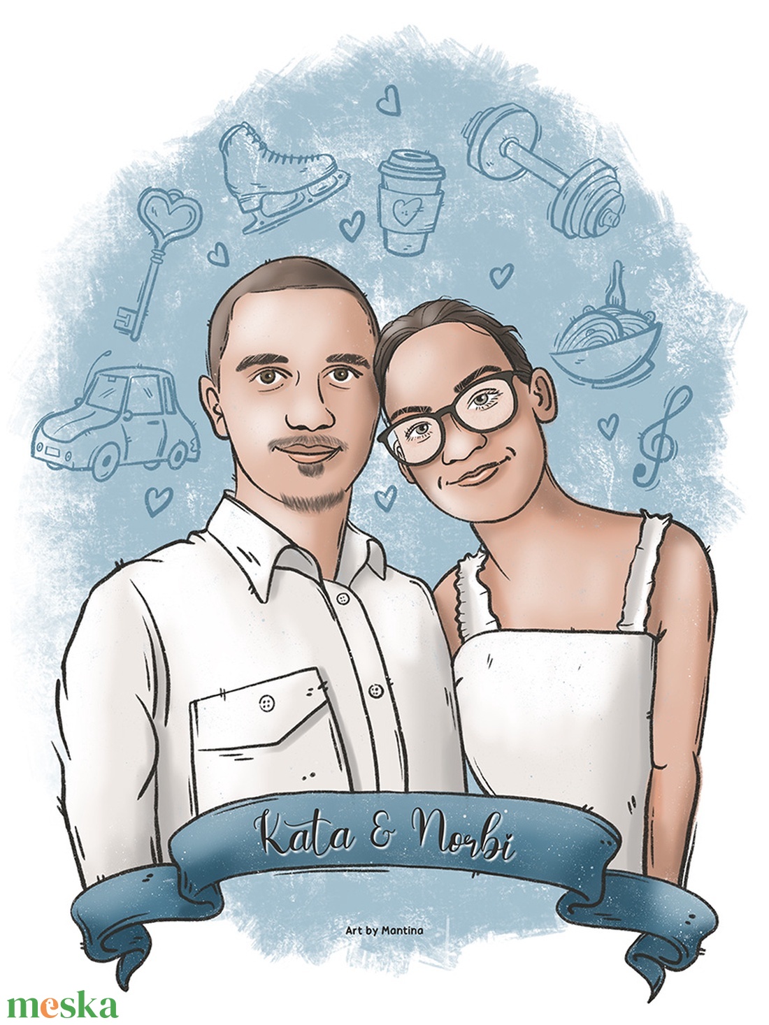 Szerelmes portré készítés AKCIÓ! - művészet - portré & karikatúra - karikatúra - Meska.hu