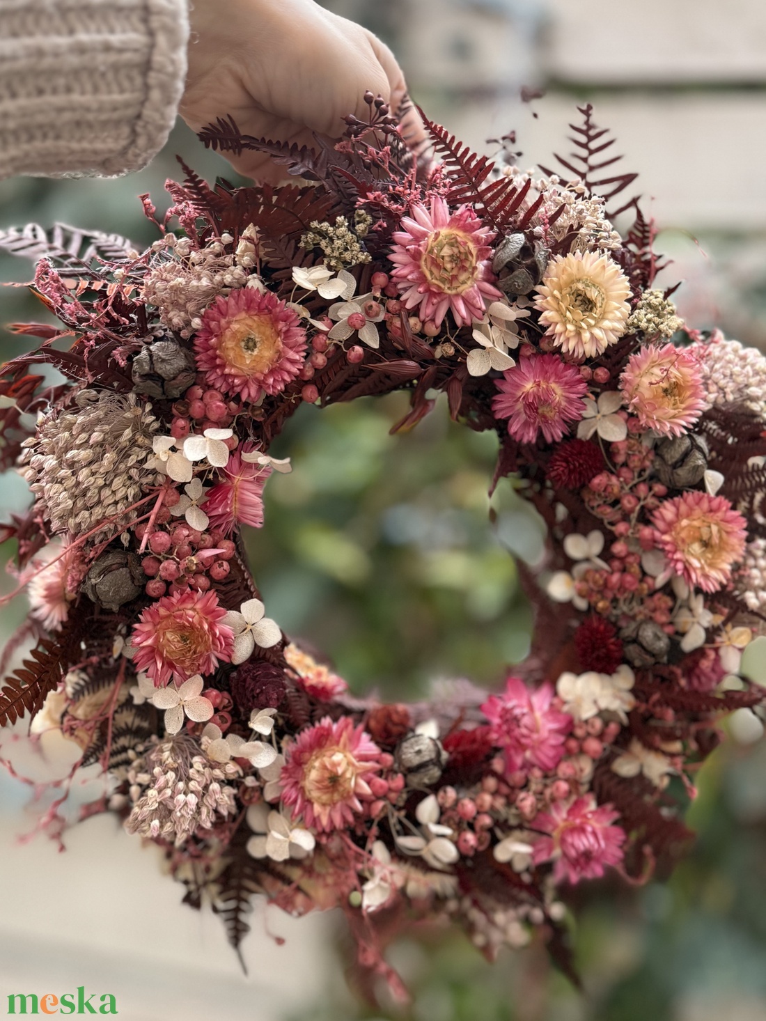 Bordó páfrány - Ajtódísz/Adventi koszorú - - otthon & életmód - dekoráció - virágdísz és tartó - koszorú - Meska.hu