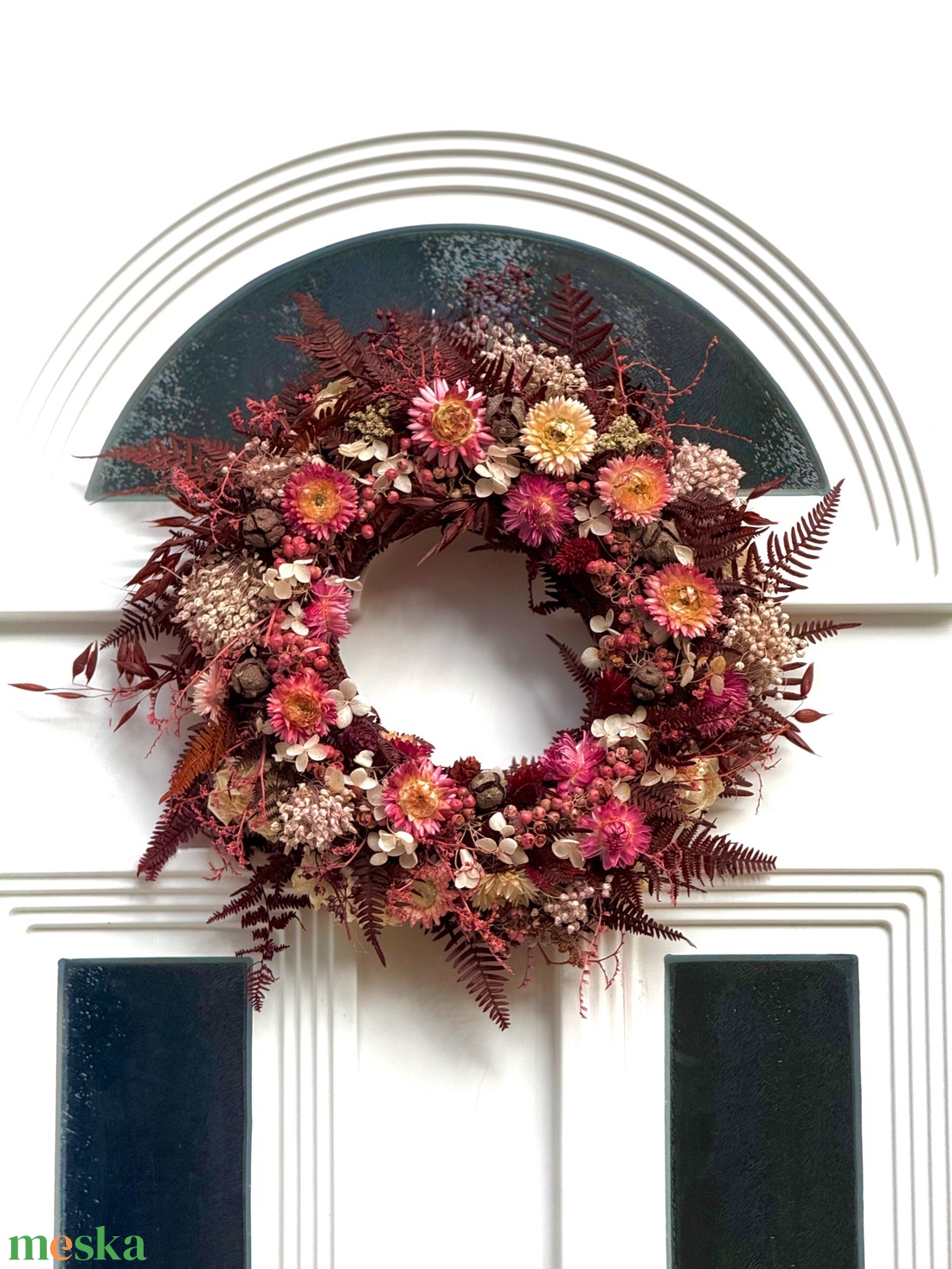 Bordó páfrány - Ajtódísz/Adventi koszorú - - otthon & életmód - dekoráció - virágdísz és tartó - koszorú - Meska.hu