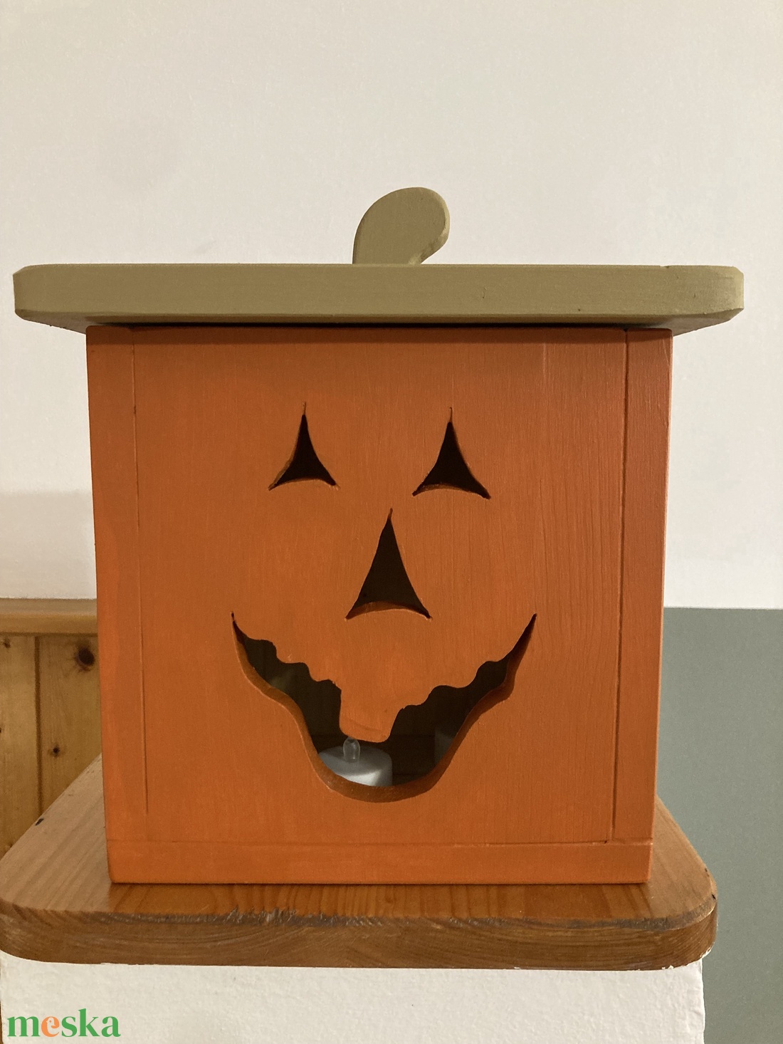Tök lámpás fából - otthon & életmód - dekoráció - halloween - halloweeni tök és lámpás - Meska.hu