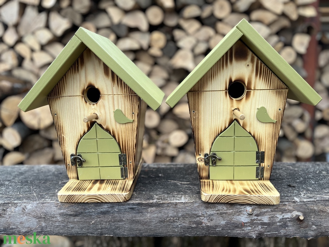 Cinke odú kis ajtóval / zöld-natúr/ - otthon & életmód - ház & kert - madáretető & itató - Meska.hu