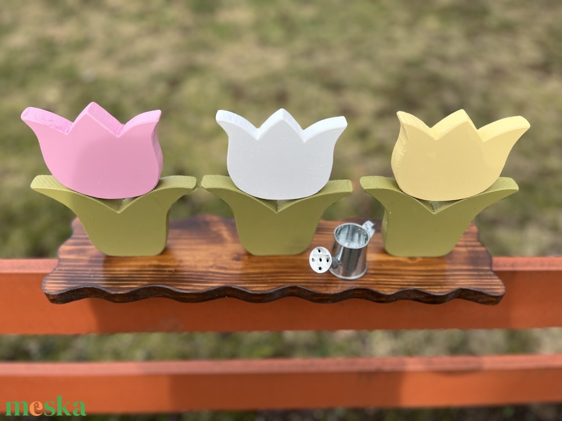 Mini tulipános kert 3 tulipánnal - otthon & életmód - dekoráció - asztal és polc dekoráció - asztaldísz - Meska.hu