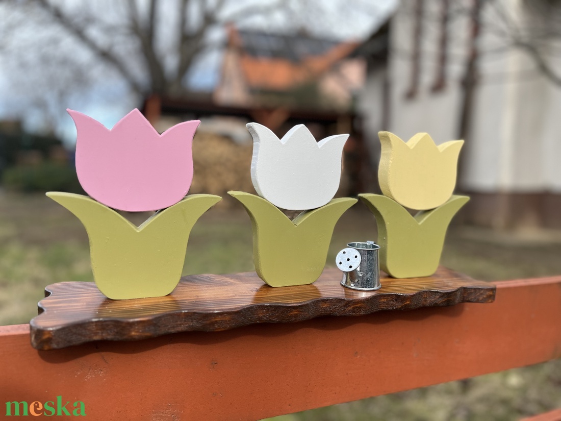 Mini tulipános kert 3 tulipánnal - otthon & életmód - dekoráció - asztal és polc dekoráció - asztaldísz - Meska.hu