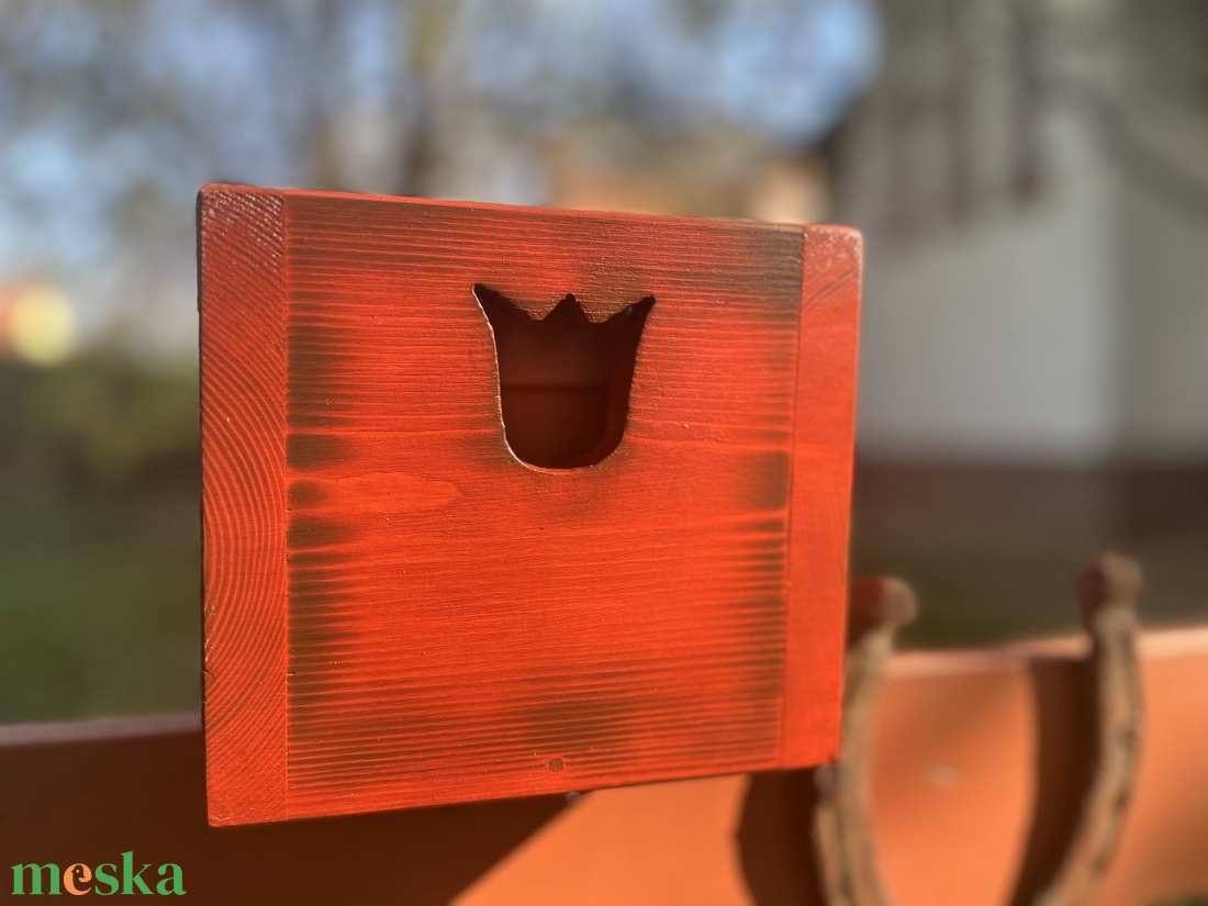 Virágtartó dobozka / tulipános, ppiros/ - otthon & életmód - ház & kert - virágláda, balkonláda - Meska.hu