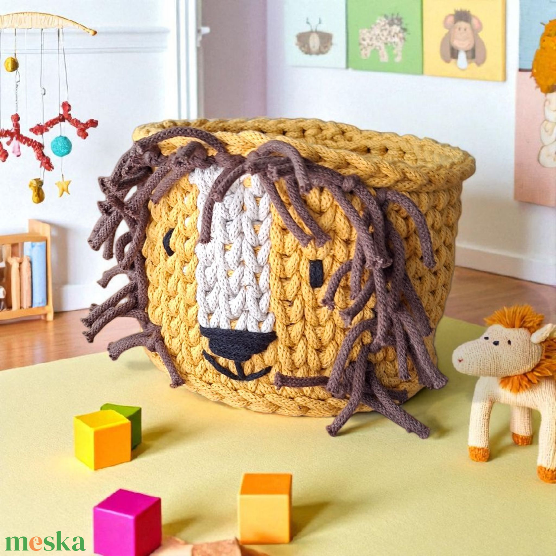 Oroszlános tárolókosár - otthon & életmód - tárolás & rendszerezés - tárolókosár - Meska.hu