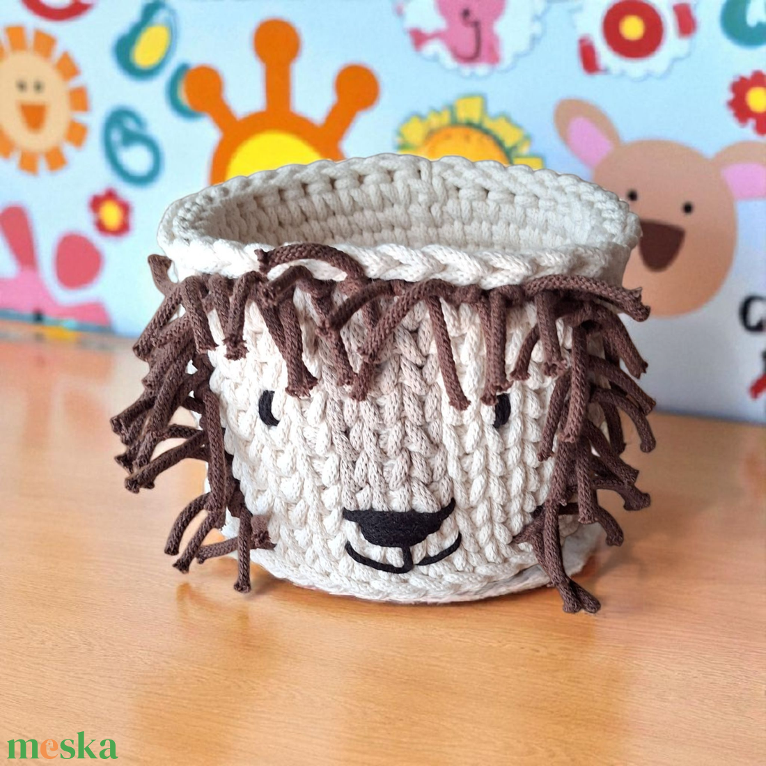 Oroszlános tárolókosár - otthon & életmód - tárolás & rendszerezés - tárolókosár - Meska.hu