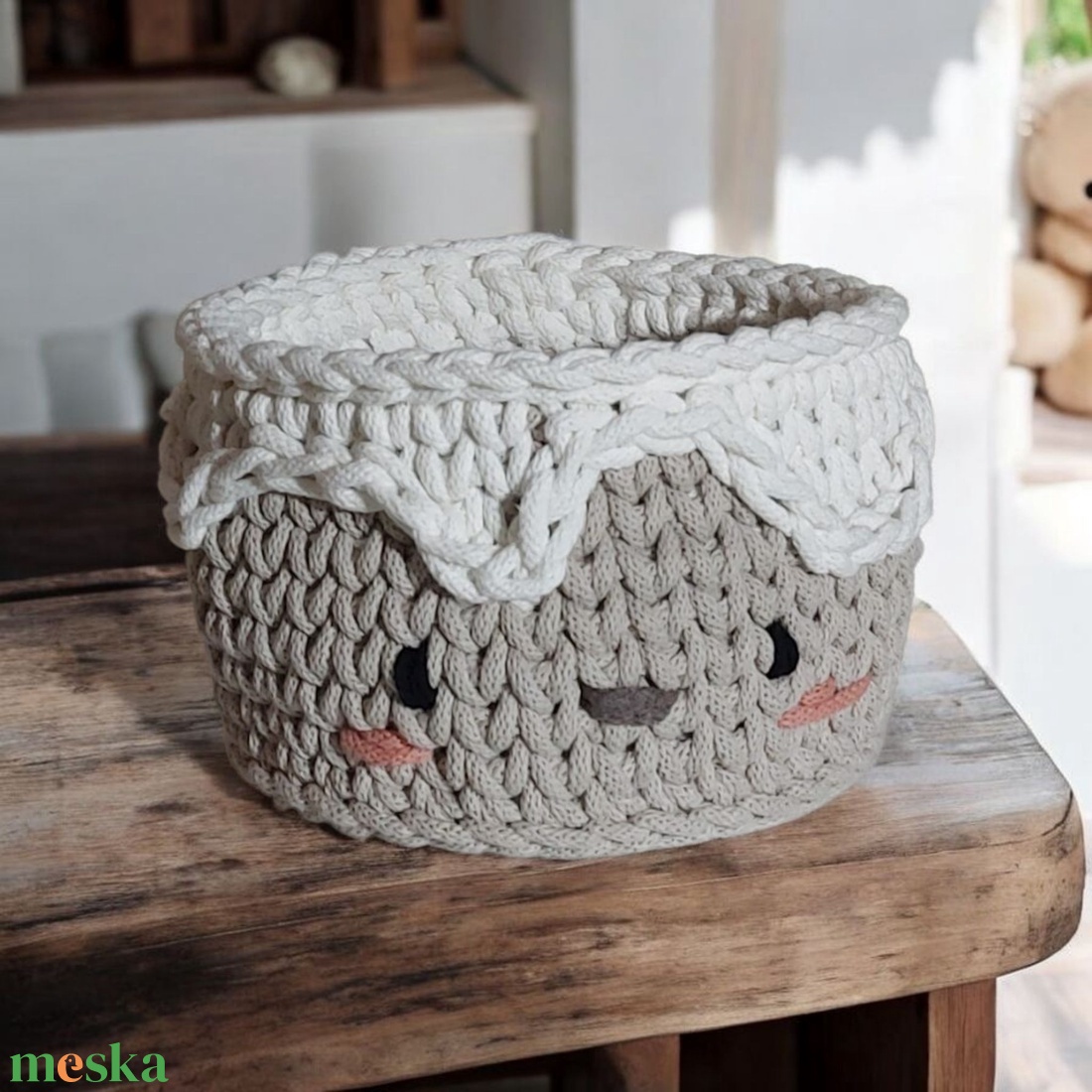 Horgolt Mézi tárolókosár - otthon & életmód - tárolás & rendszerezés - tárolókosár - Meska.hu