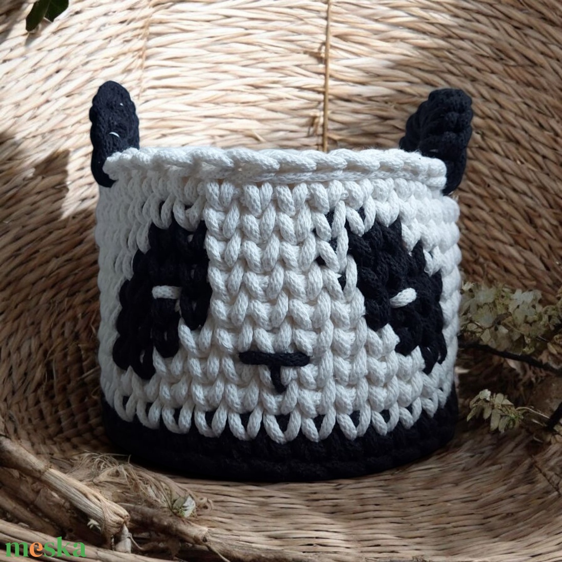 Panda kosár - otthon & életmód - tárolás & rendszerezés - tárolókosár - Meska.hu