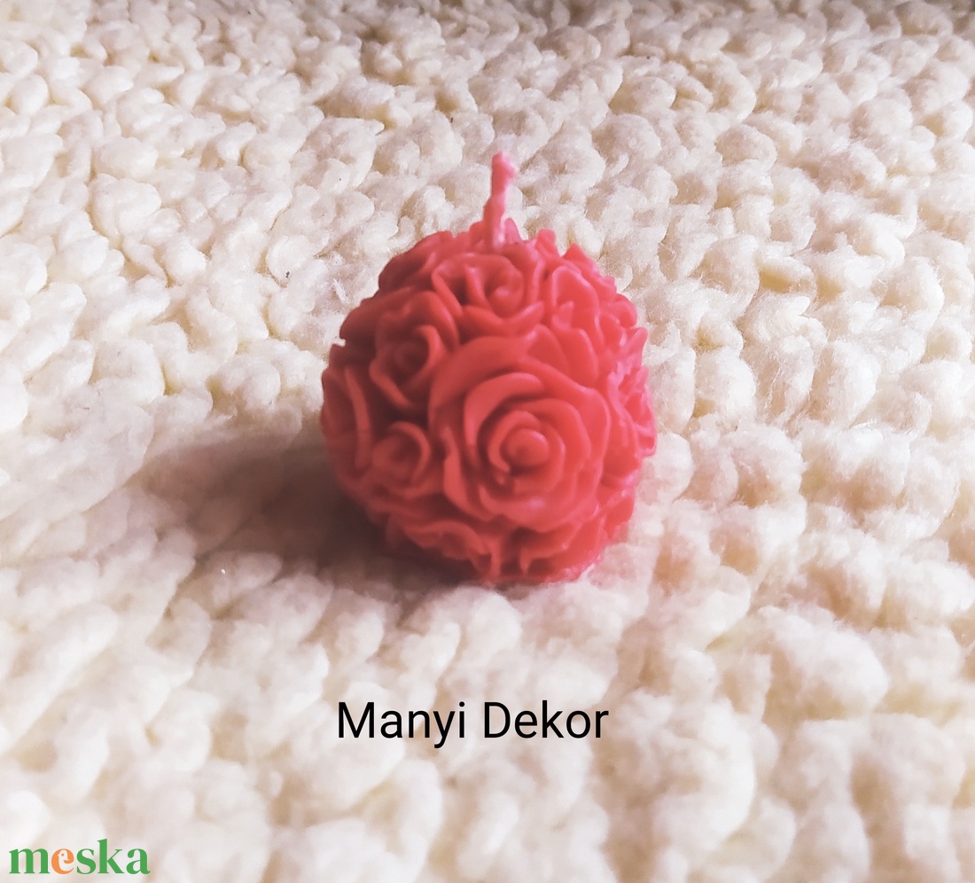 Illatos, rózsa gömb gyertya, Valentin napra - otthon & életmód - gyertya, illat, aroma - gyertya - Meska.hu