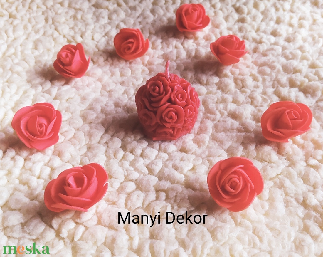 Illatos, rózsa gömb gyertya, Valentin napra - otthon & életmód - gyertya, illat, aroma - gyertya - Meska.hu