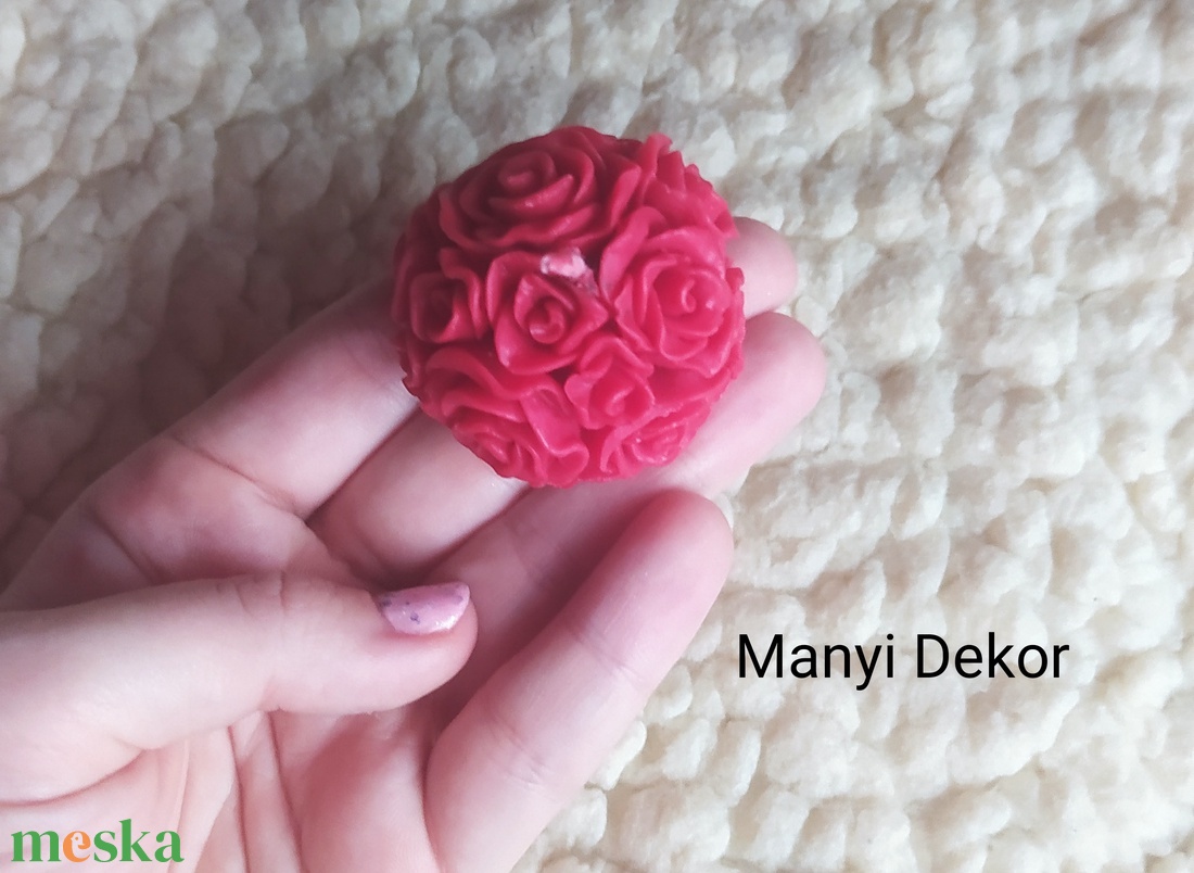 Illatos, rózsa gömb gyertya, Valentin napra - otthon & életmód - gyertya, illat, aroma - gyertya - Meska.hu