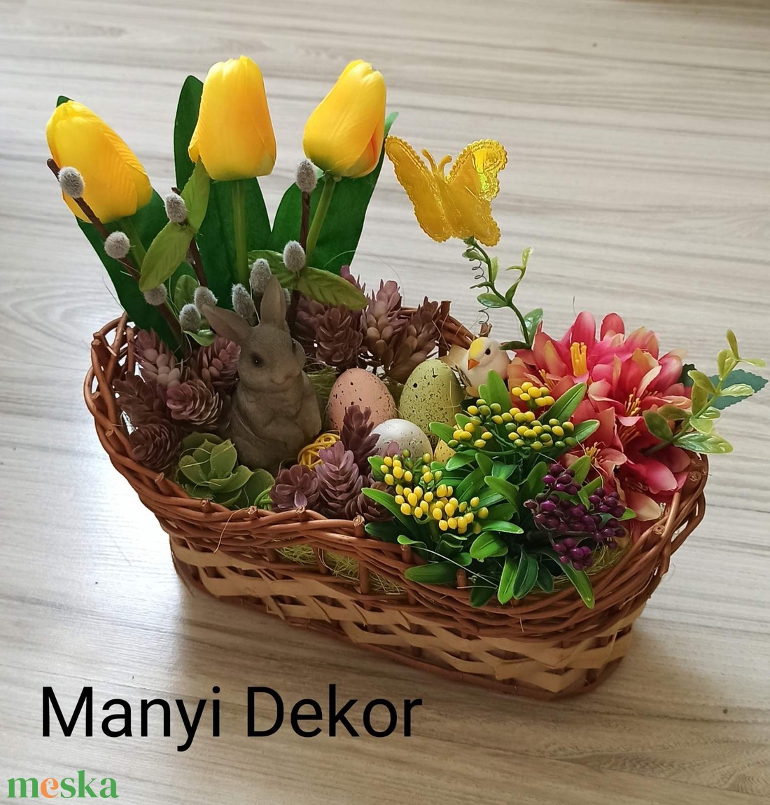 Húsvéti kosár, asztaldísz - otthon & életmód - dekoráció - asztal és polc dekoráció - asztaldísz - Meska.hu