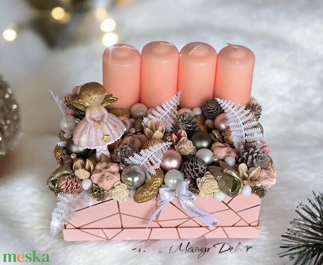 Angyalkás adventi box - karácsony - adventi díszek - adventi gyertyadíszek és koszorúdíszek - Meska.hu