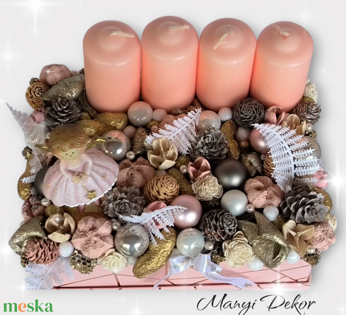 Angyalkás adventi box - karácsony - adventi díszek - adventi gyertyadíszek és koszorúdíszek - Meska.hu