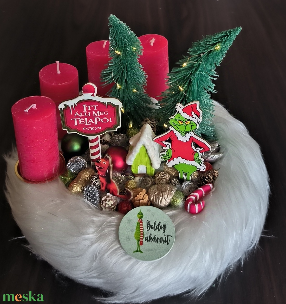Grincs LED-es adventi koszorú , fehér alap - karácsony - adventi díszek - adventi koszorú - Meska.hu Grincs LED-es adventi koszorú , fehér alap - karácsony - adventi díszek - adventi koszorú - Meska.hu