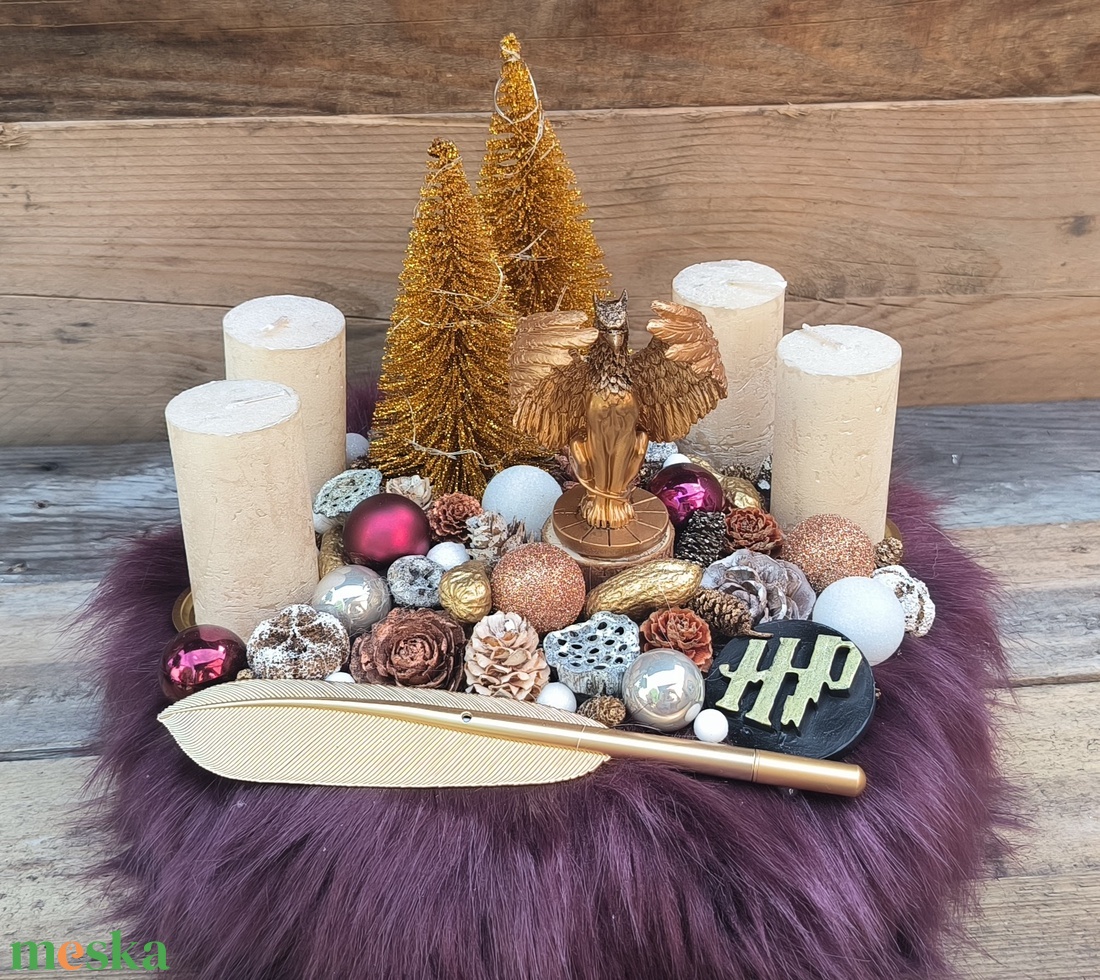 Harry Potter Adventi Koszorú 30 cm - karácsony - adventi díszek - adventi gyertyadíszek és koszorúdíszek - Meska.hu