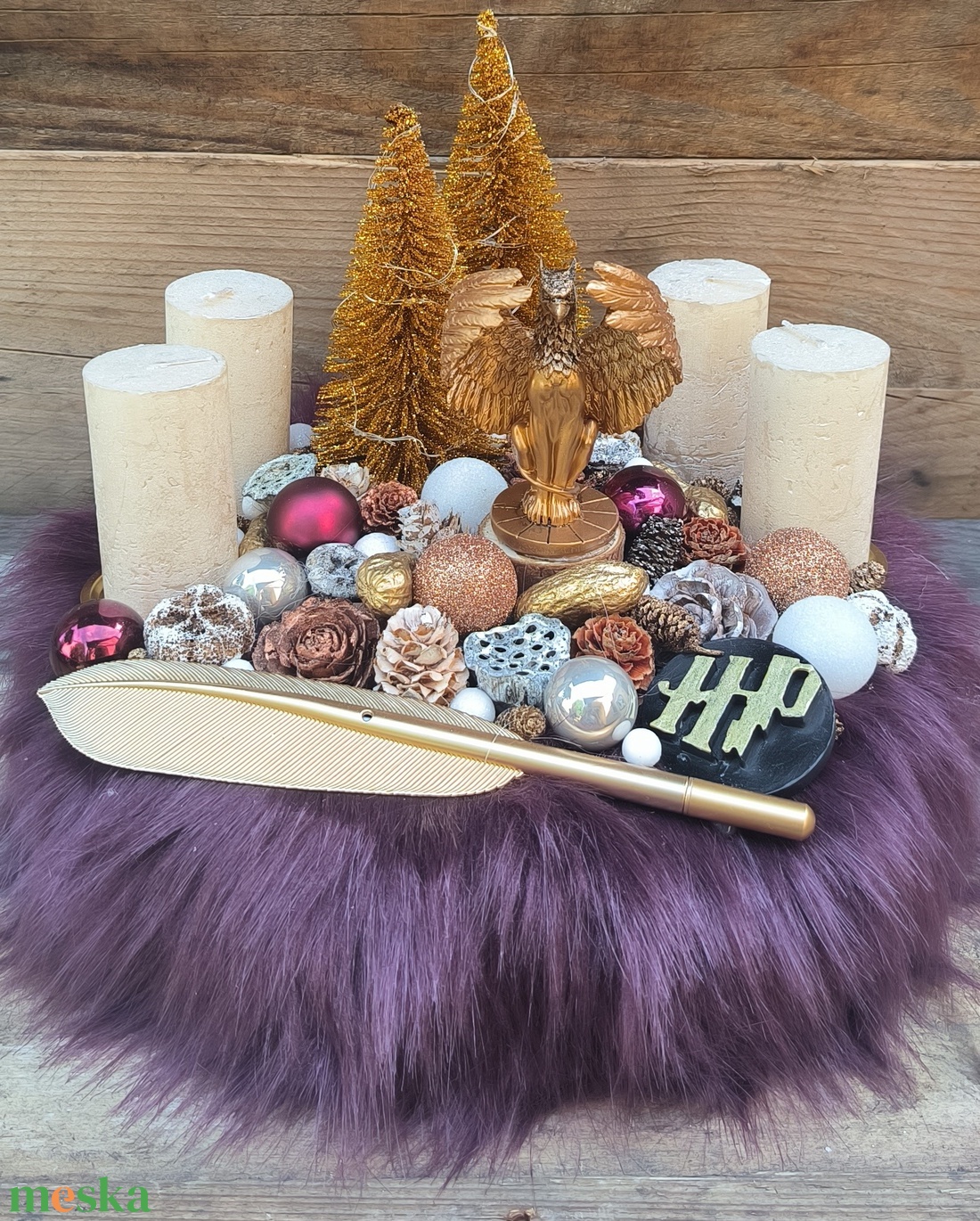 Harry Potter Adventi Koszorú 30 cm - karácsony - adventi díszek - adventi gyertyadíszek és koszorúdíszek - Meska.hu
