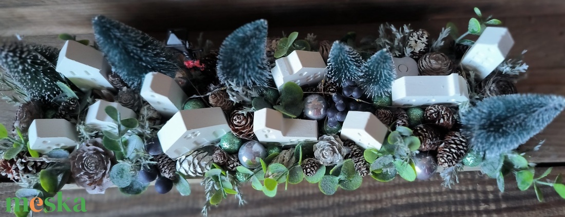 Téli falu  adventi dekoráció - karácsony - adventi díszek - adventi asztaldísz - Meska.hu