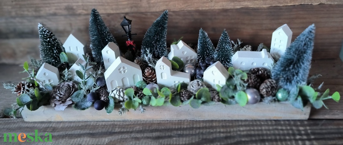 Téli falu  adventi dekoráció - karácsony - adventi díszek - adventi asztaldísz - Meska.hu