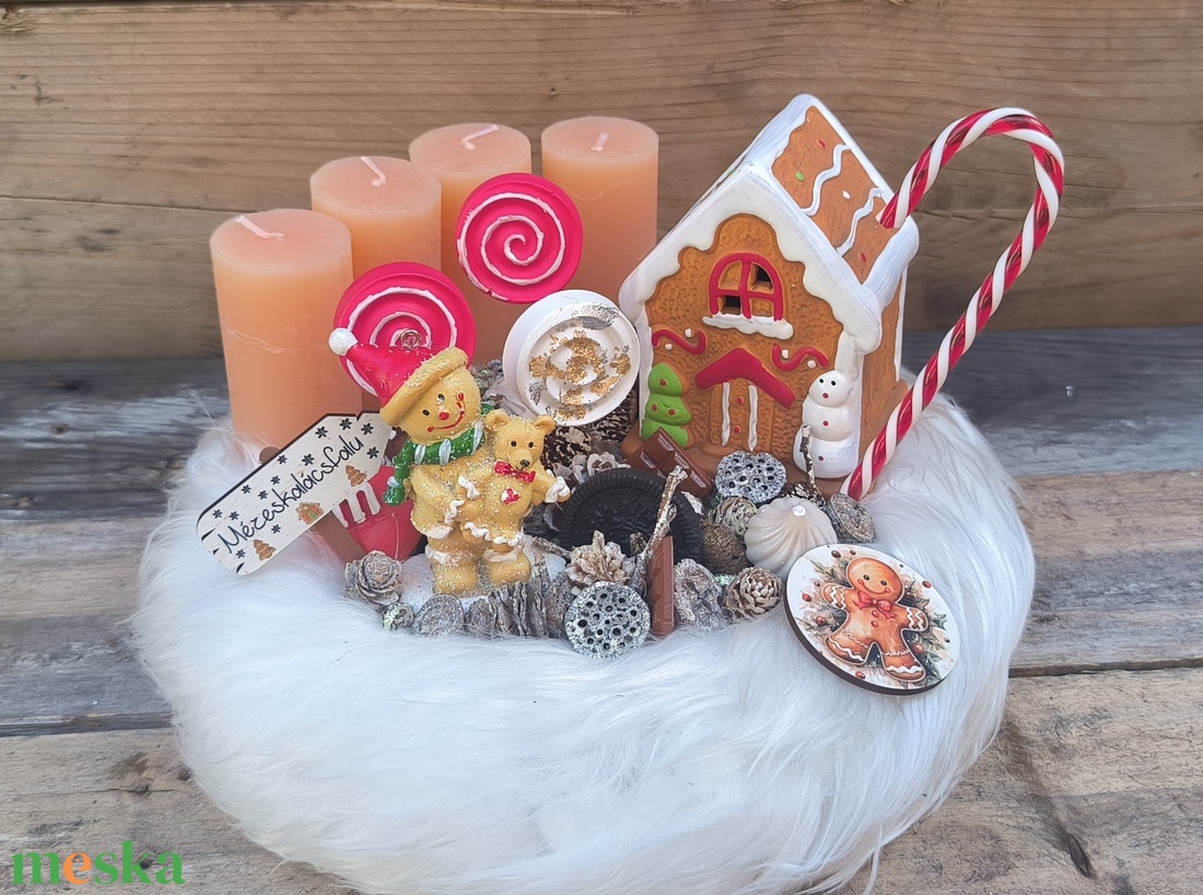 Mézeskalács falu adventi koszorú - karácsony - adventi díszek - adventi gyertyadíszek és koszorúdíszek - Meska.hu