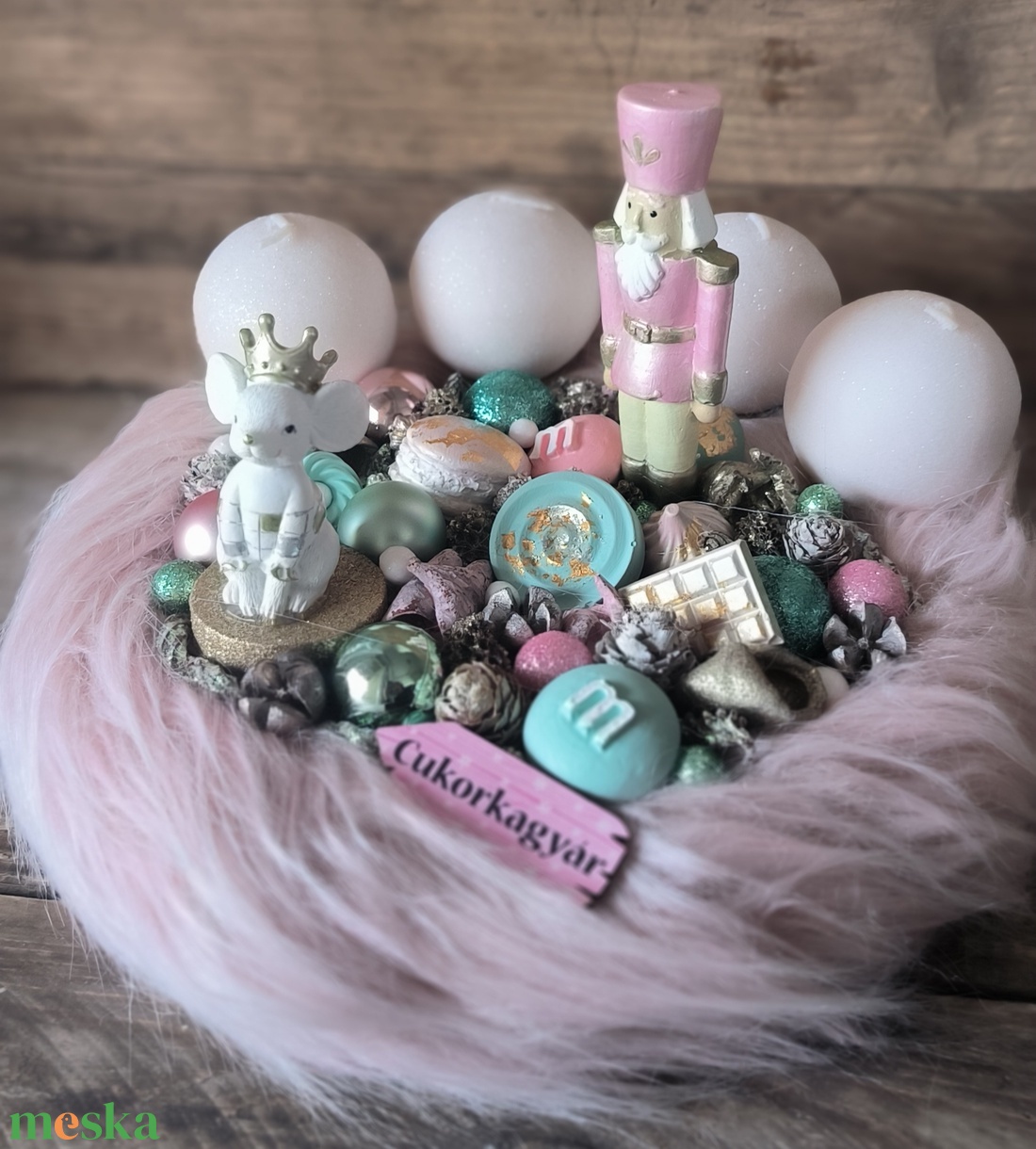 Cukorkagyár adventi koszorú - karácsony - adventi díszek - adventi gyertyadíszek és koszorúdíszek - Meska.hu