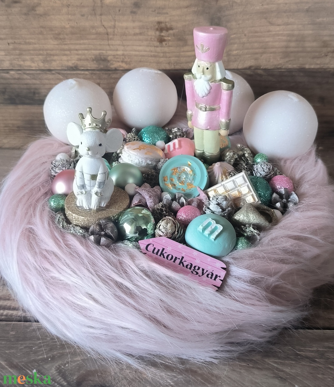 Cukorkagyár adventi koszorú - karácsony - adventi díszek - adventi gyertyadíszek és koszorúdíszek - Meska.hu